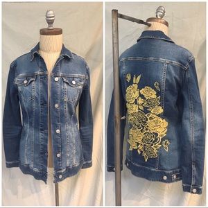 LulaRoe Stretch Denim Embroidered Jacket XS